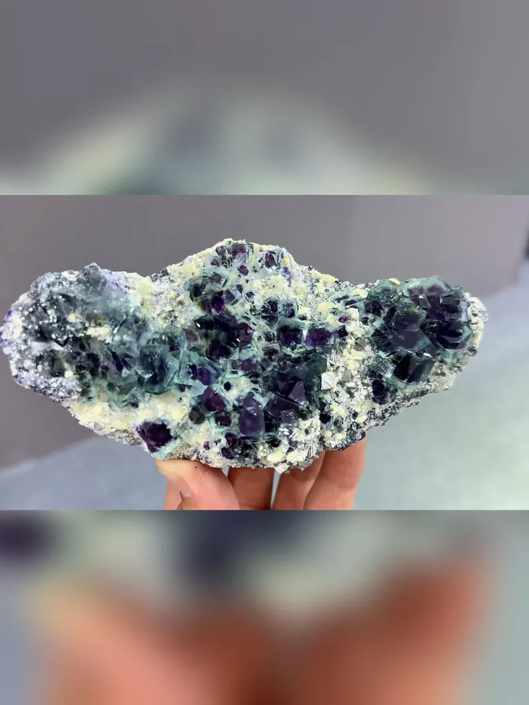 Natural Blue Purple Phantom Fluorite and Mica coexist comes from Yindu,Inner Mongolia 160*35*75MM - image 3