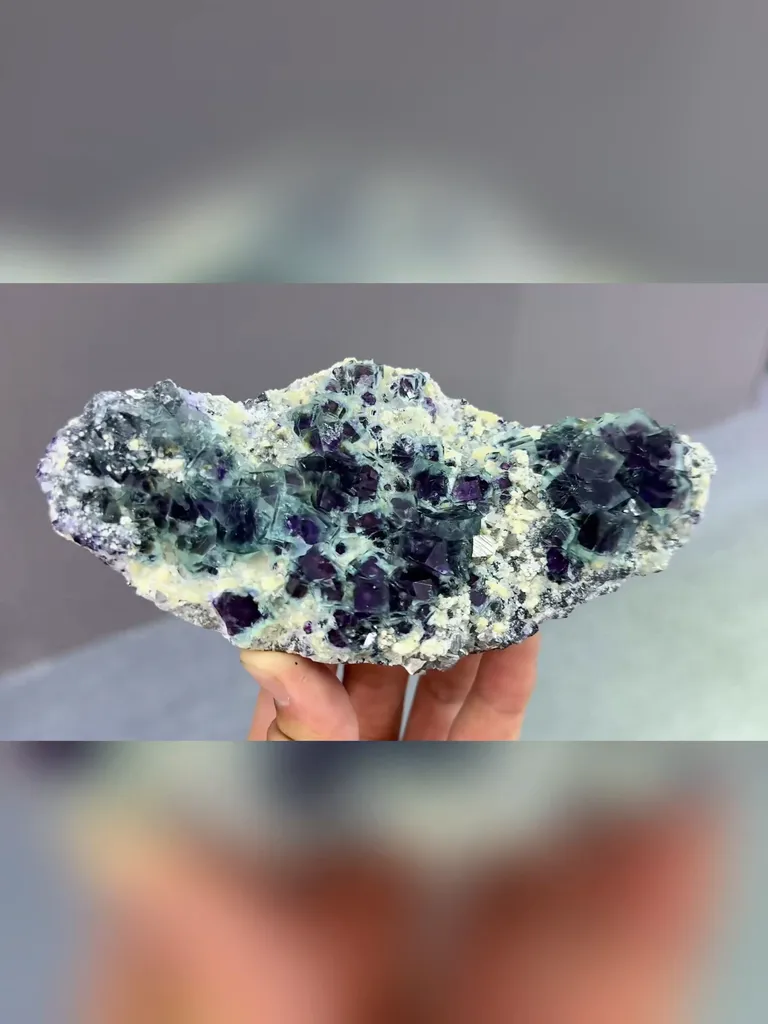 Natural Blue Purple Phantom Fluorite and Mica coexist comes from Yindu,Inner Mongolia 160*35*75MM - image 6