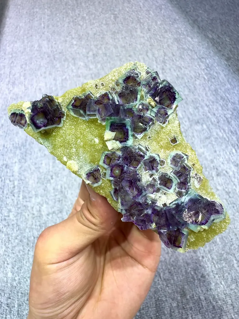 Natural Blue Purple Phantom Fluorite and Mica Coexist comes from Yindu,Neimenggu 110*60*20MM - image 10