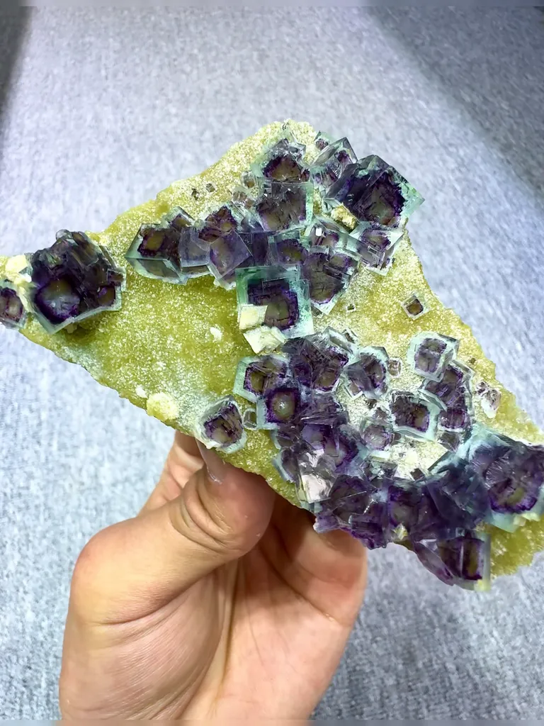 Natural Blue Purple Phantom Fluorite and Mica Coexist comes from Yindu,Neimenggu 110*60*20MM - image 5