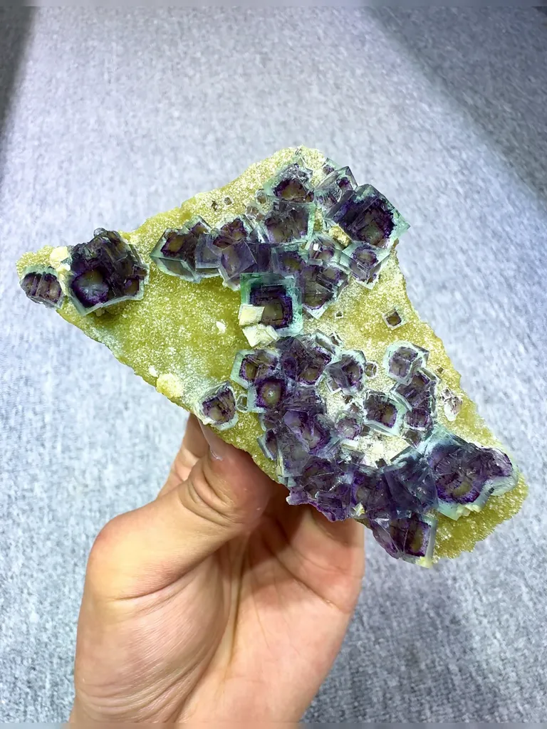 Natural Blue Purple Phantom Fluorite and Mica Coexist comes from Yindu,Neimenggu 110*60*20MM - image 6