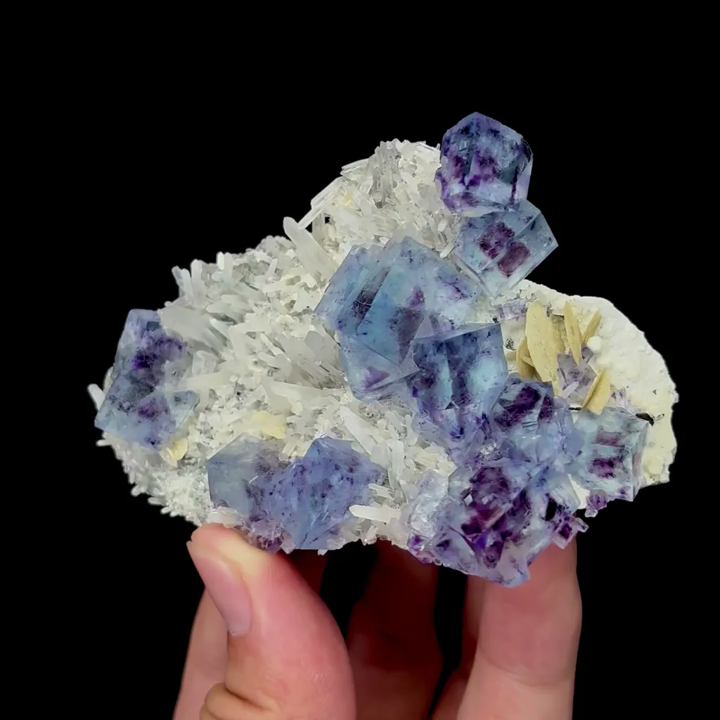 Natural Blue Purple Phantom Fluorite and Siderite Mineral Specimen,High Quality Specimen,YINDU,INNER MONGOLIA,CHINA(84*59*24mm) image