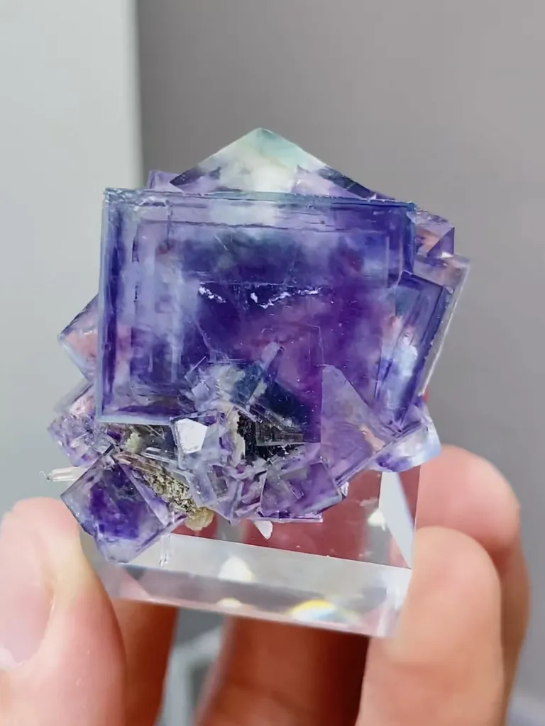 Natural Blue Purple Phantom Fluorite coexists with Crystal comes from Yaogangxian,Hunan 40*30*20MM - image 4