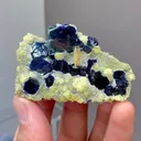 Natural Blue Purple Phantom Fluorite Coexists With Mica and Flaky Calcite comes from Yindu,Neimenggu 60*40*15MM - image 1