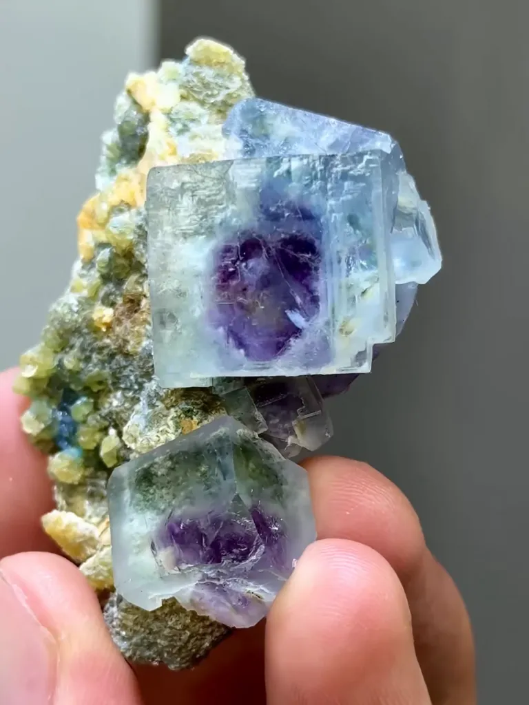 Natural Blue Purple Phantom Fluorite coexists with Mica comes from 50*33*25MM - image 4