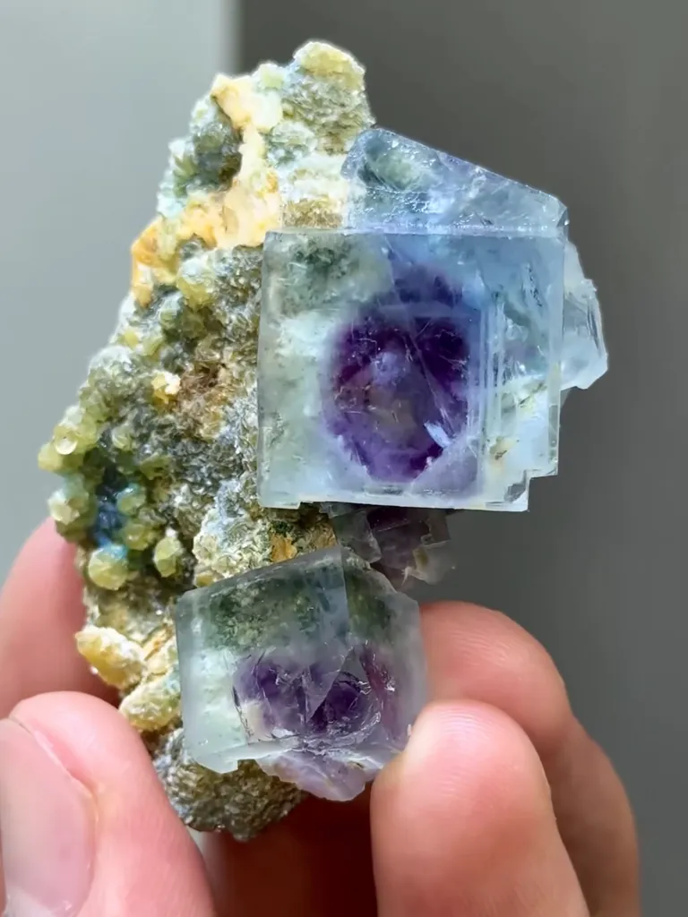 Natural Blue Purple Phantom Fluorite coexists with Mica comes from 50*33*25MM - image 3