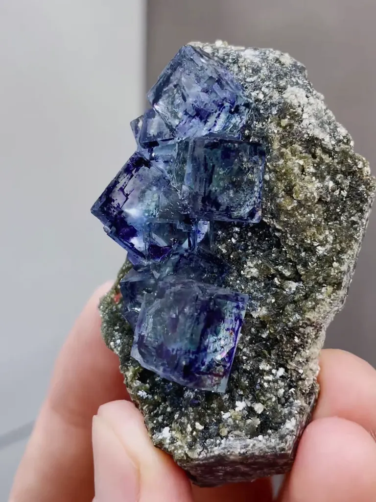 Natural Blue Purple Phantom Fluorite coexists with Mica comes from Yaogangxian,Hunan 60*35*15MM - image 2