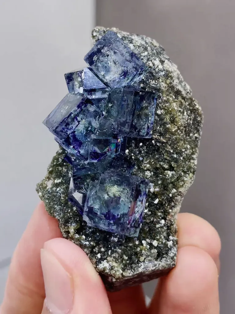 Natural Blue Purple Phantom Fluorite coexists with Mica comes from Yaogangxian,Hunan 60*35*15MM - image 4