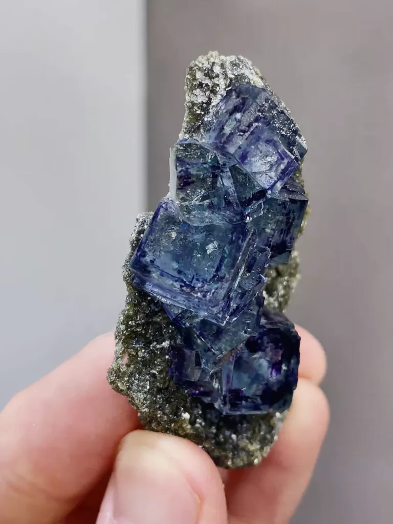 Natural Blue Purple Phantom Fluorite coexists with Mica comes from Yaogangxian,Hunan 60*35*15MM - image 3