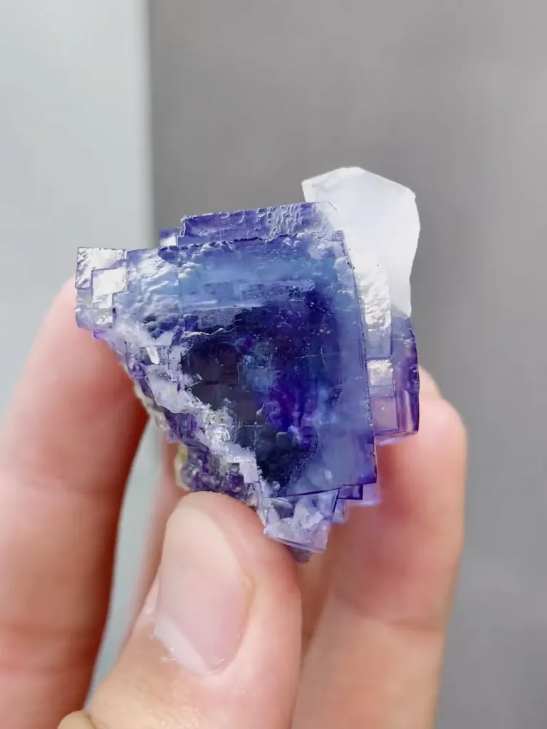 Natural Blue Purple Phantom Fluorite coexists with Quartz comes from Yaogangxian,Hunan 30*30*35MM - image 6