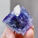 Natural Blue Purple Phantom Fluorite coexists with Quartz comes from Yaogangxian,Hunan 30*30*35MM - image 2