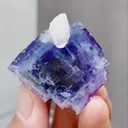 Natural Blue Purple Phantom Fluorite coexists with Quartz comes from Yaogangxian,Hunan 30*30*35MM - image 1
