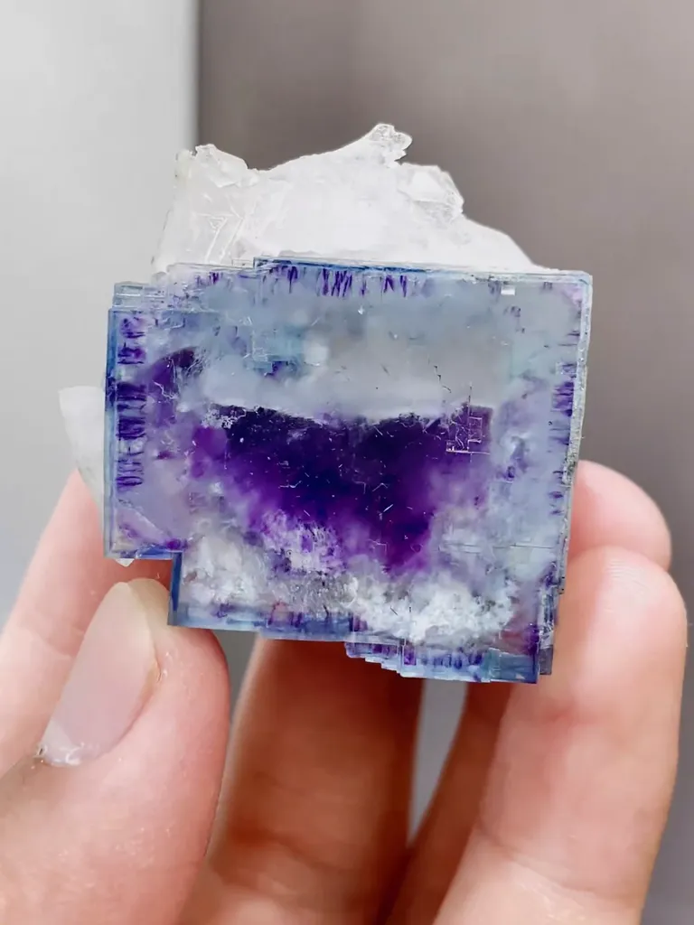 Natural Blue Purple Phantom Fluorite coexists with Quartz comes from Yaogangxian,Hunan 35*35*20MM - image 5