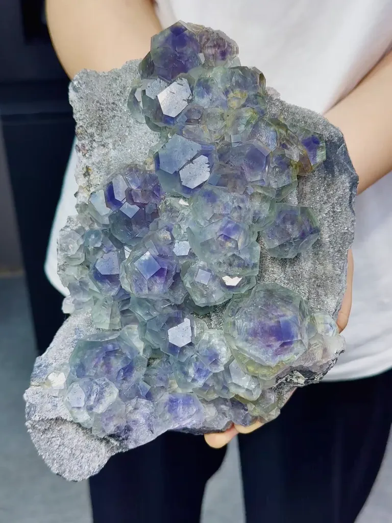 Natural Blue Purple Phantom Fluorite comes from Fujian,China 120*150*70MM image