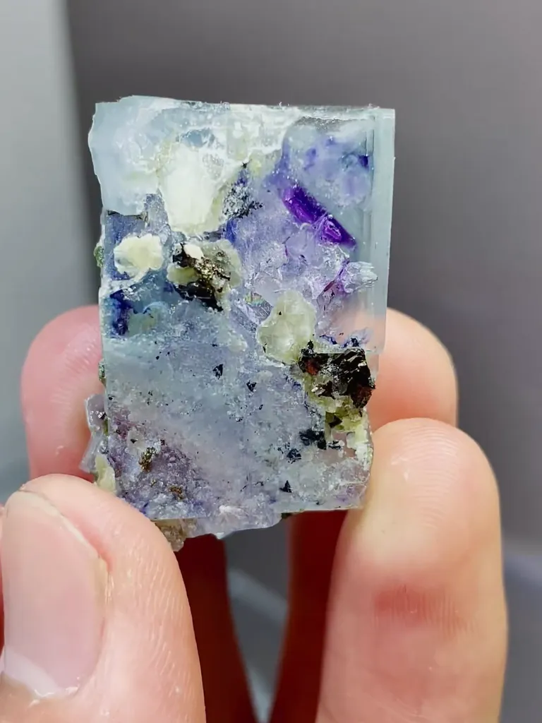 Natural Blue Purple Phantom Fluorite comes from Inner Mongolia,China 20*10*30MM image