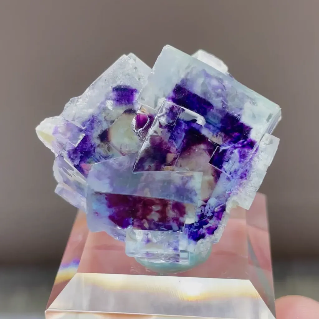 Natural Blue Purple Phantom Fluorite comes from Inner Mongolia,China 30*30*15MM image