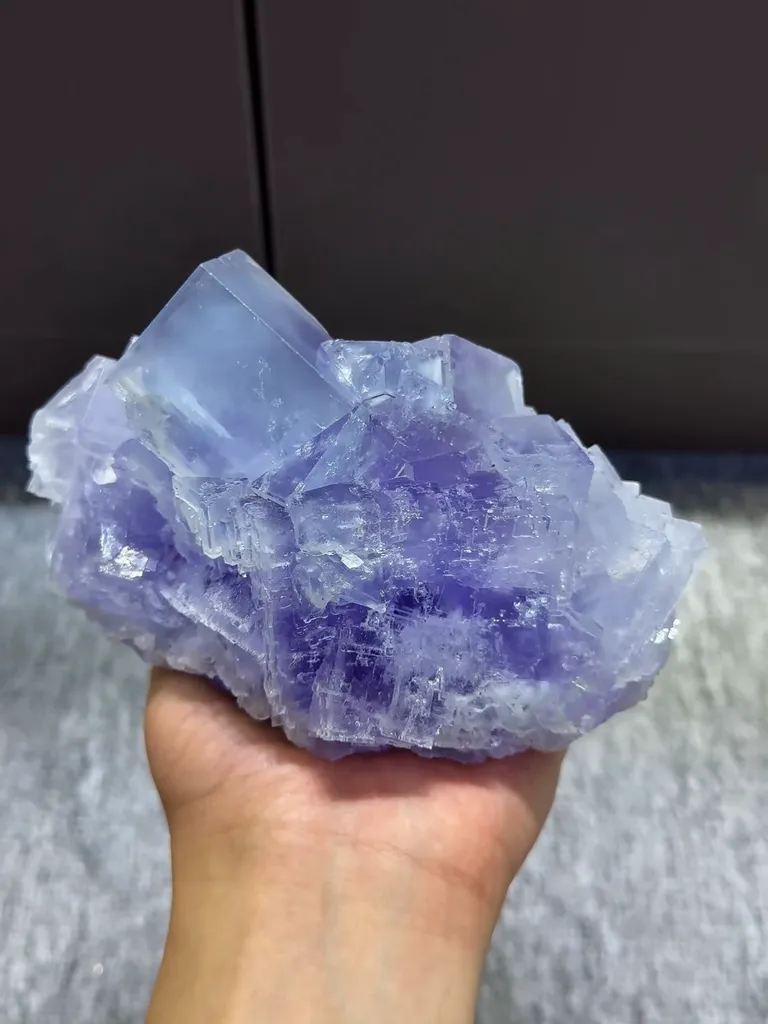 Natural Blue Purple Phantom Fluorite comes from Xianghualing,Hunan 140*90*75MM - image 4