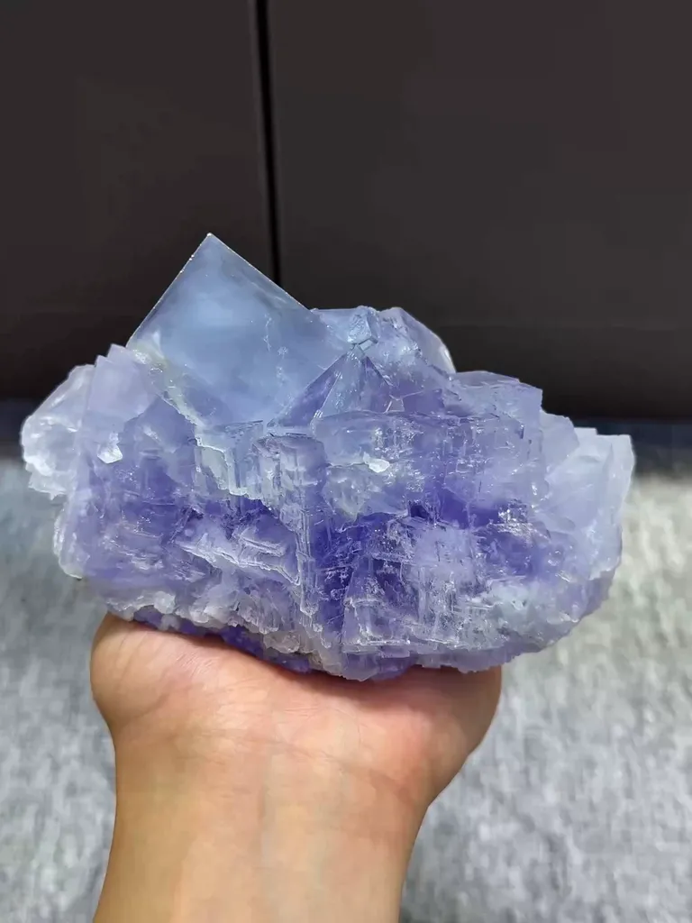 Natural Blue Purple Phantom Fluorite comes from Xianghualing,Hunan 140*90*75MM image