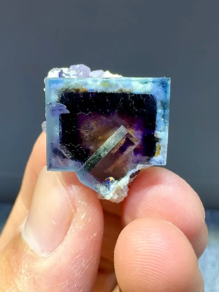 Natural Blue Purple Phantom Fluorite comes from Yaogangxian, Hunan 15*15*20MM image