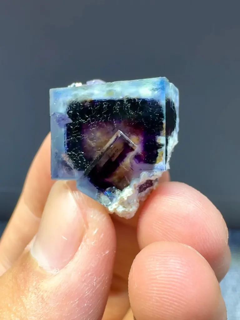 Natural Blue Purple Phantom Fluorite comes from Yaogangxian, Hunan 15*15*20MM - image 2