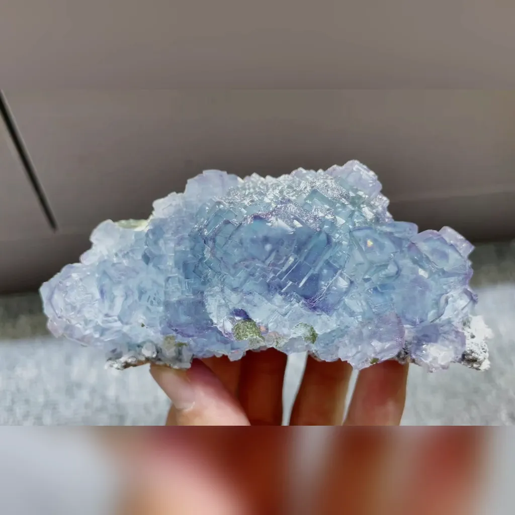 Natural Blue Purple Phantom Fluorite comes from Yaogangxian,Hunan 105*90*45MM image
