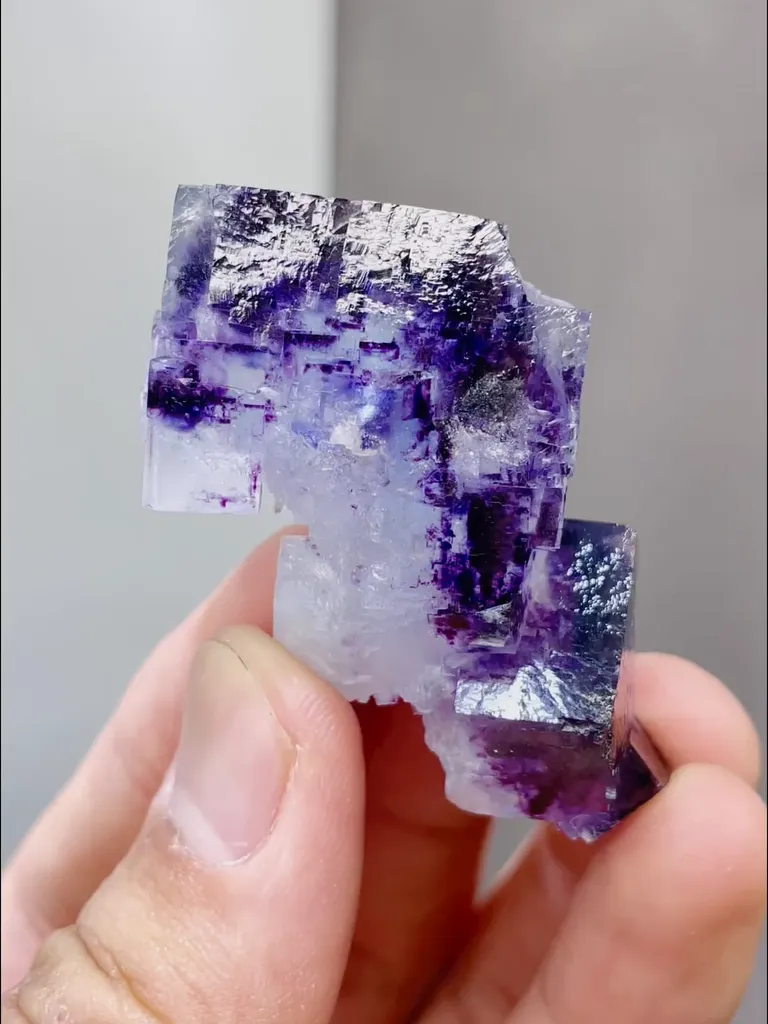 Natural Blue Purple Phantom Fluorite comes from Yaogangxian,Hunan 28*40*17MM image