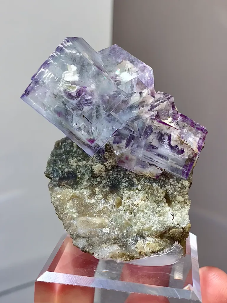 Natural Blue Purple Phantom Fluorite comes from Yaogangxian,Hunan 45*30*50MM image