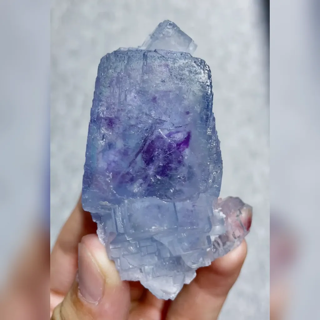Natural Blue Purple Phantom Fluorite comes from Yaogangxian,Hunan 45*35*70MM image