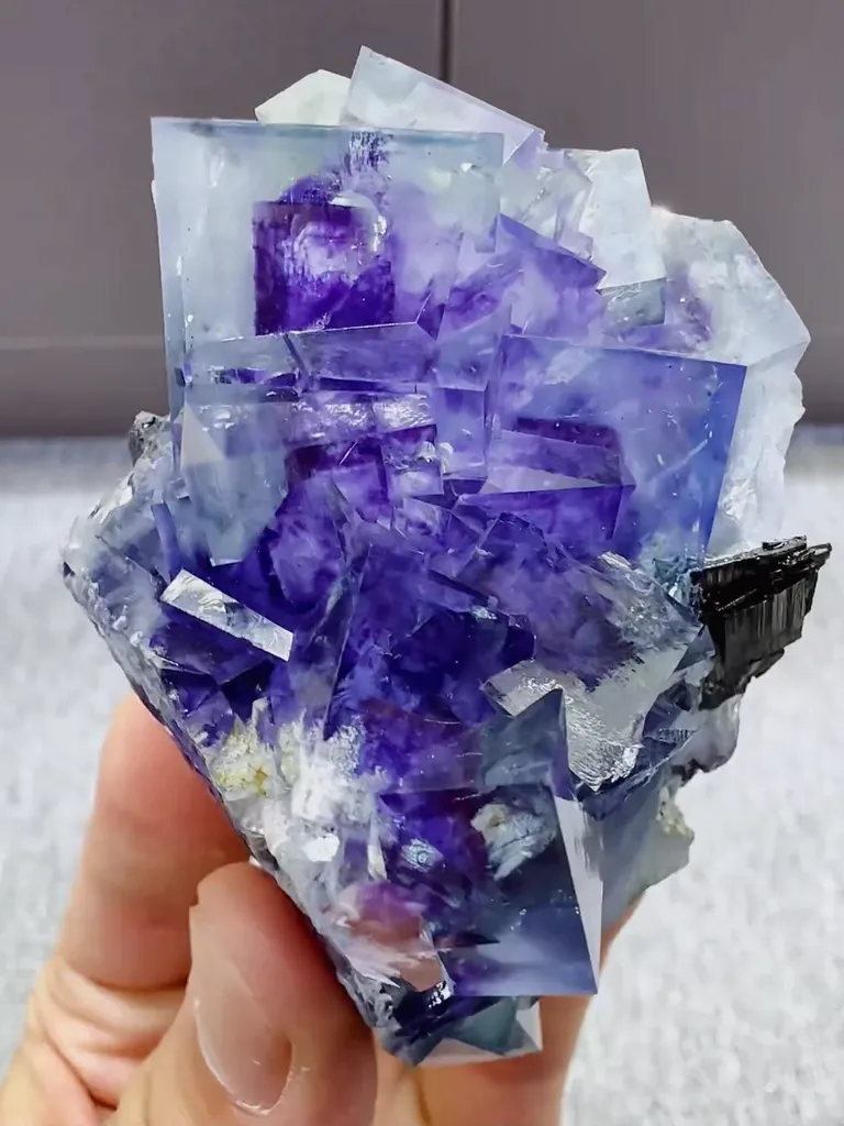 Natural Blue Purple Phantom Fluorite comes from Yaogangxian,Hunan 50*40*75MM - image 4