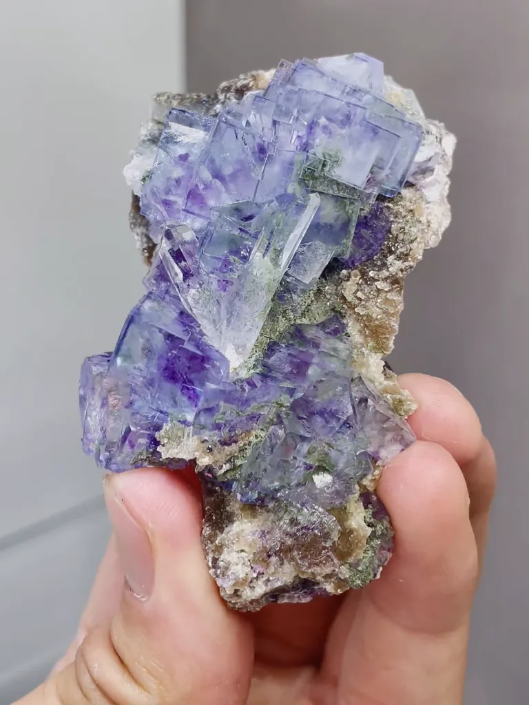 Natural Blue Purple Phantom Fluorite comes from Yaogangxian,Hunan 70*40*25MM - image 4