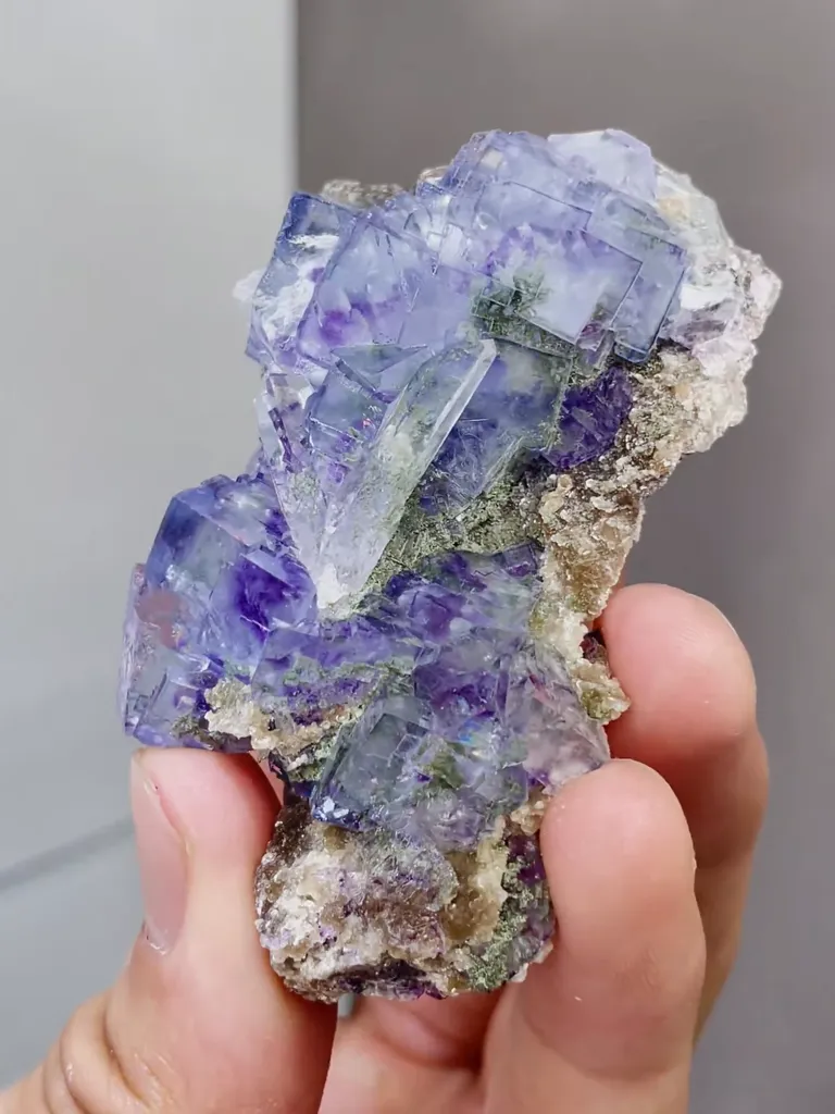 Natural Blue Purple Phantom Fluorite comes from Yaogangxian,Hunan 70*40*25MM - image 5