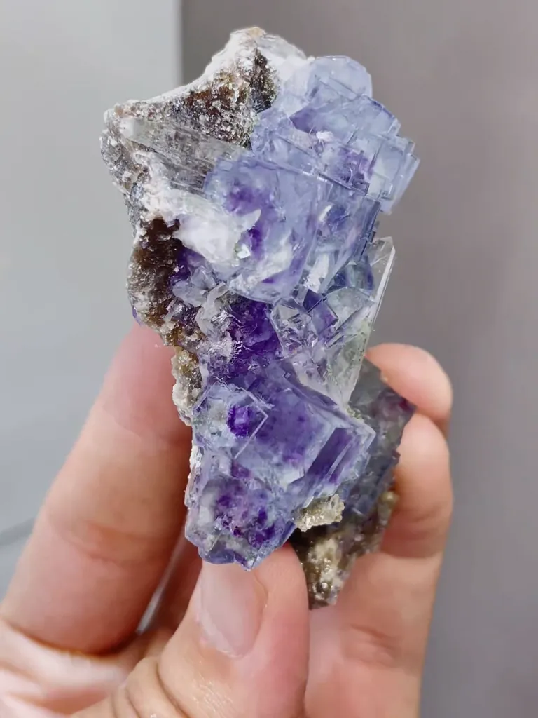Natural Blue Purple Phantom Fluorite comes from Yaogangxian,Hunan 70*40*25MM - image 2