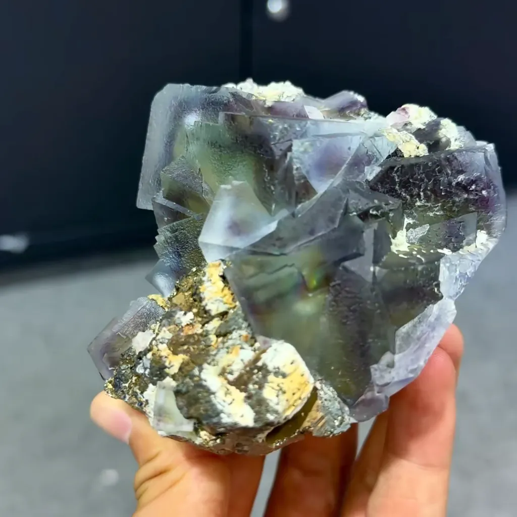 Natural Blue Purple Phantom Fluorite comes from Yindu,Inner Mongolia 100*90*60MM - image 2