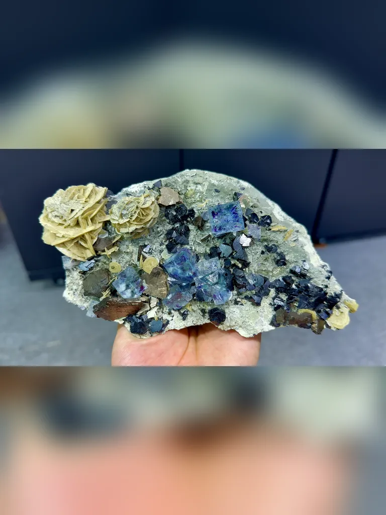Natural Blue Purple Phantom Fluorite comes from Yindu,Inner Mongolia 180*95*30MM image