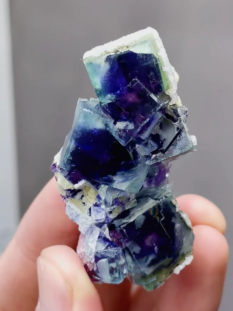 Natural Blue Purple Phantom Fluorite comes from Yindu,Inner Mongolia 25*55*15MM - image 5