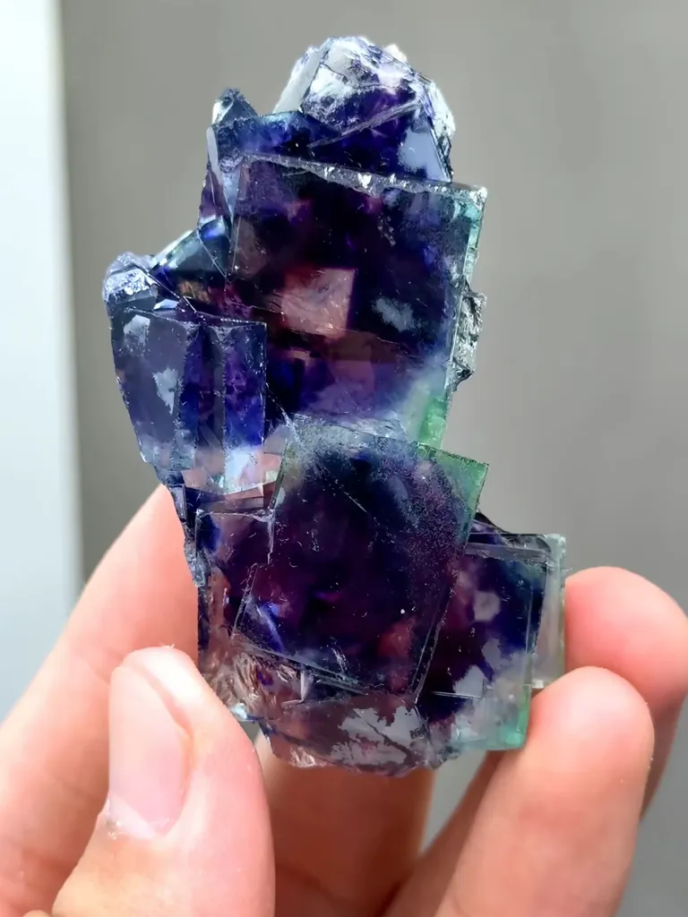Natural Blue Purple Phantom Fluorite comes from Yindu,Inner Mongolia 30*63*13MM - image 3