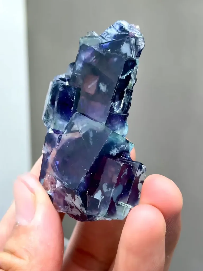 Natural Blue Purple Phantom Fluorite comes from Yindu,Inner Mongolia 30*63*13MM - image 2