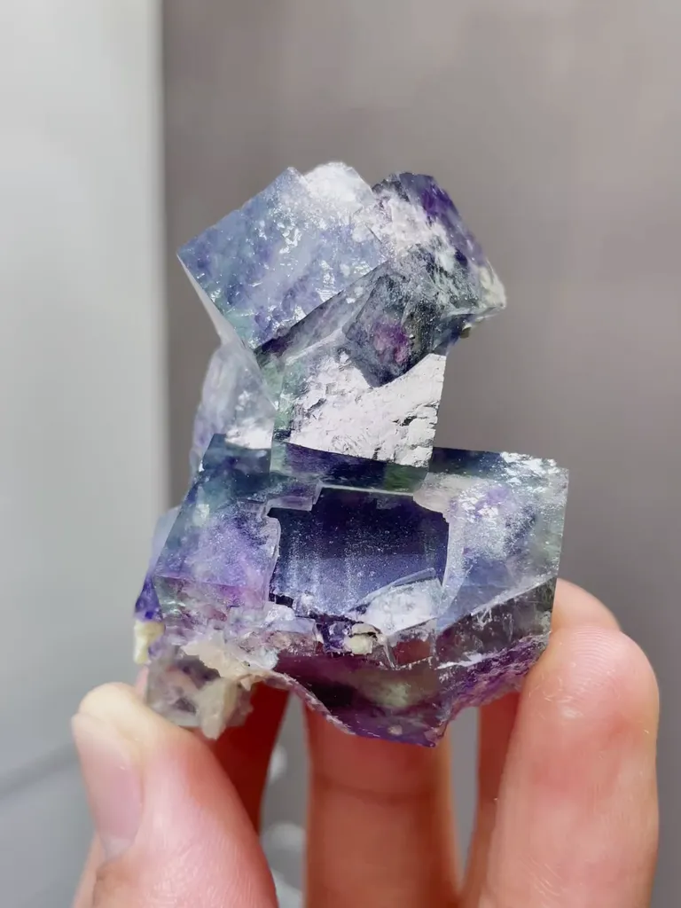 Natural Blue Purple Phantom Fluorite comes from Yindu,Inner Mongolia 35*20*50MM - image 5