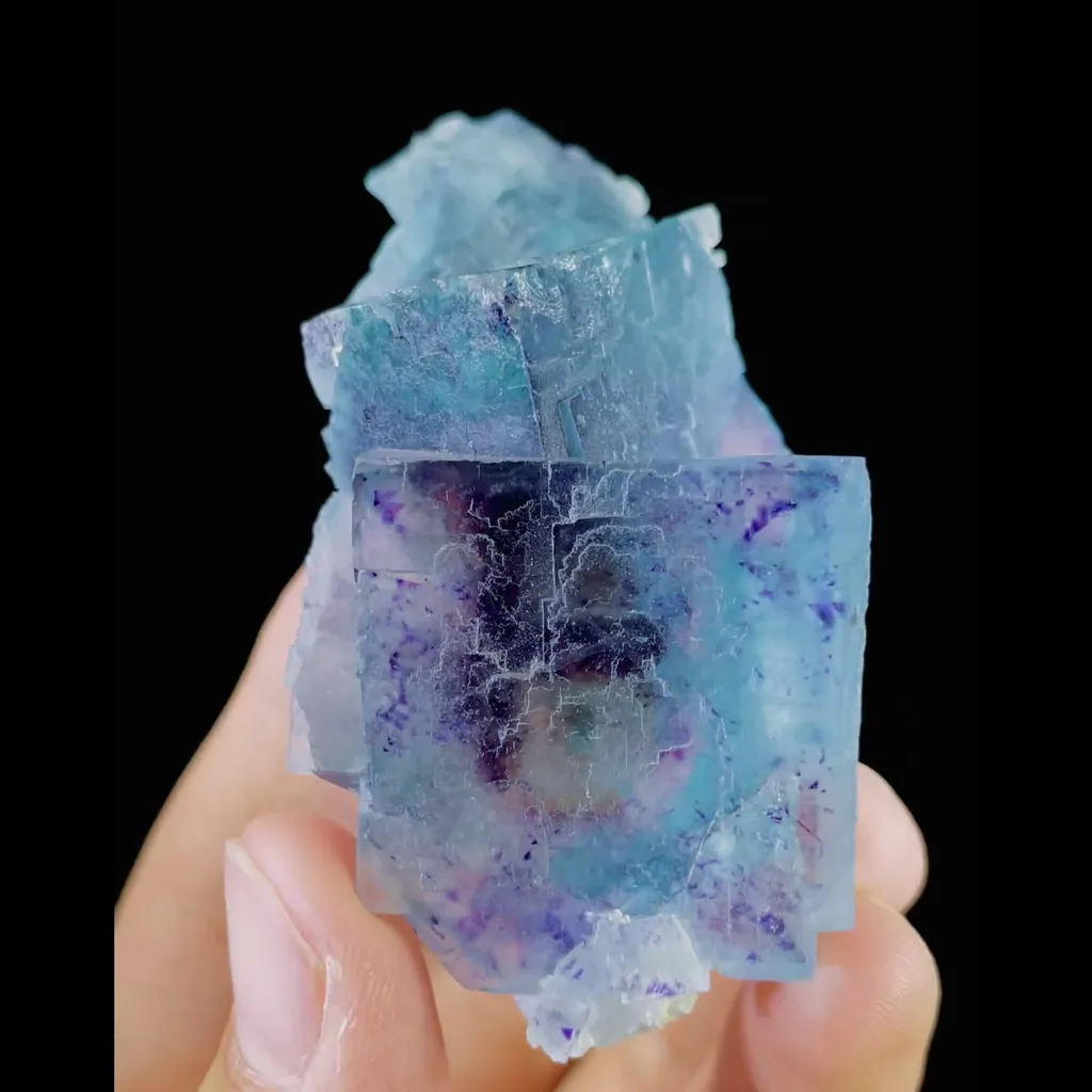 Natural Blue Purple Phantom Fluorite comes from Yindu,Inner Mongolia 35*30*75MM - image 3