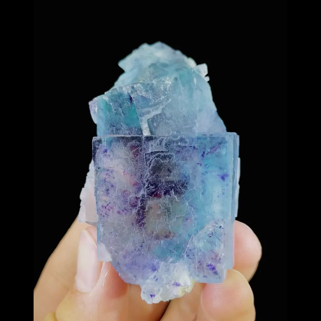 Natural Blue Purple Phantom Fluorite comes from Yindu,Inner Mongolia 35*30*75MM image