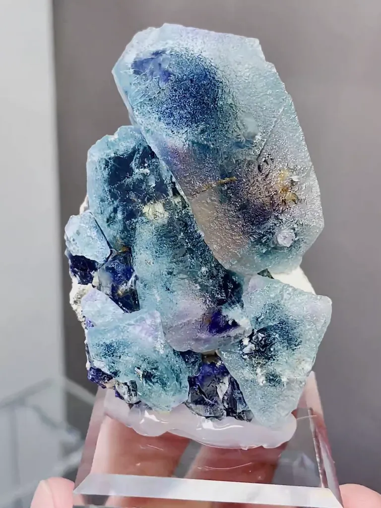 Natural Blue Purple Phantom Fluorite comes from Yindu,Inner Mongolia 42*25*60MM - image 5