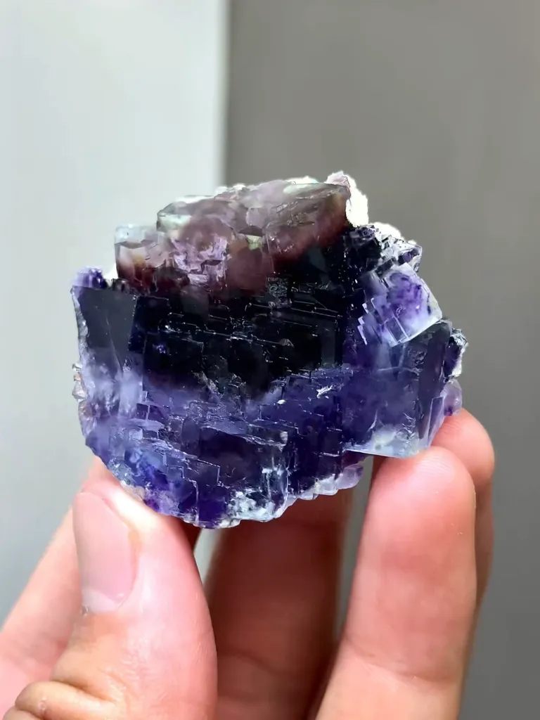 Natural Blue Purple Phantom Fluorite comes from Yindu,Inner Mongolia 45*40*15MM image