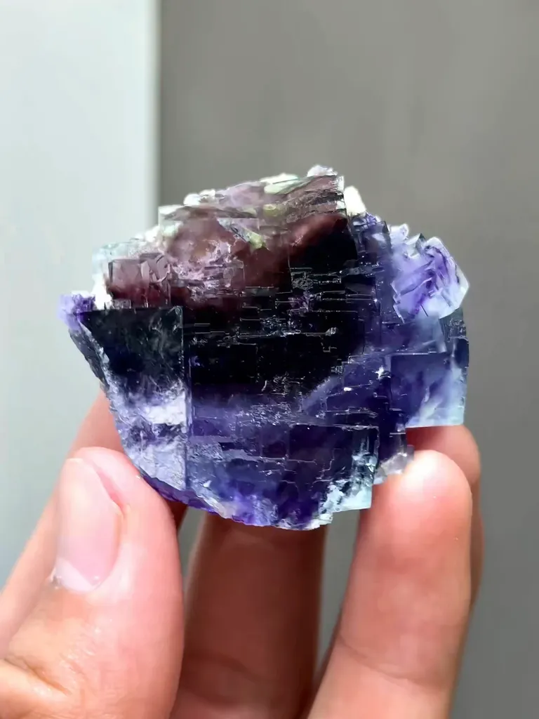 Natural Blue Purple Phantom Fluorite comes from Yindu,Inner Mongolia 45*40*15MM - image 2