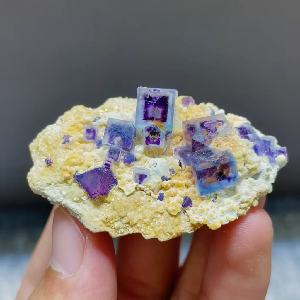 Natural Blue Purple Phantom Fluorite comes from Yindu,Inner Mongolia 50*35*25MM image