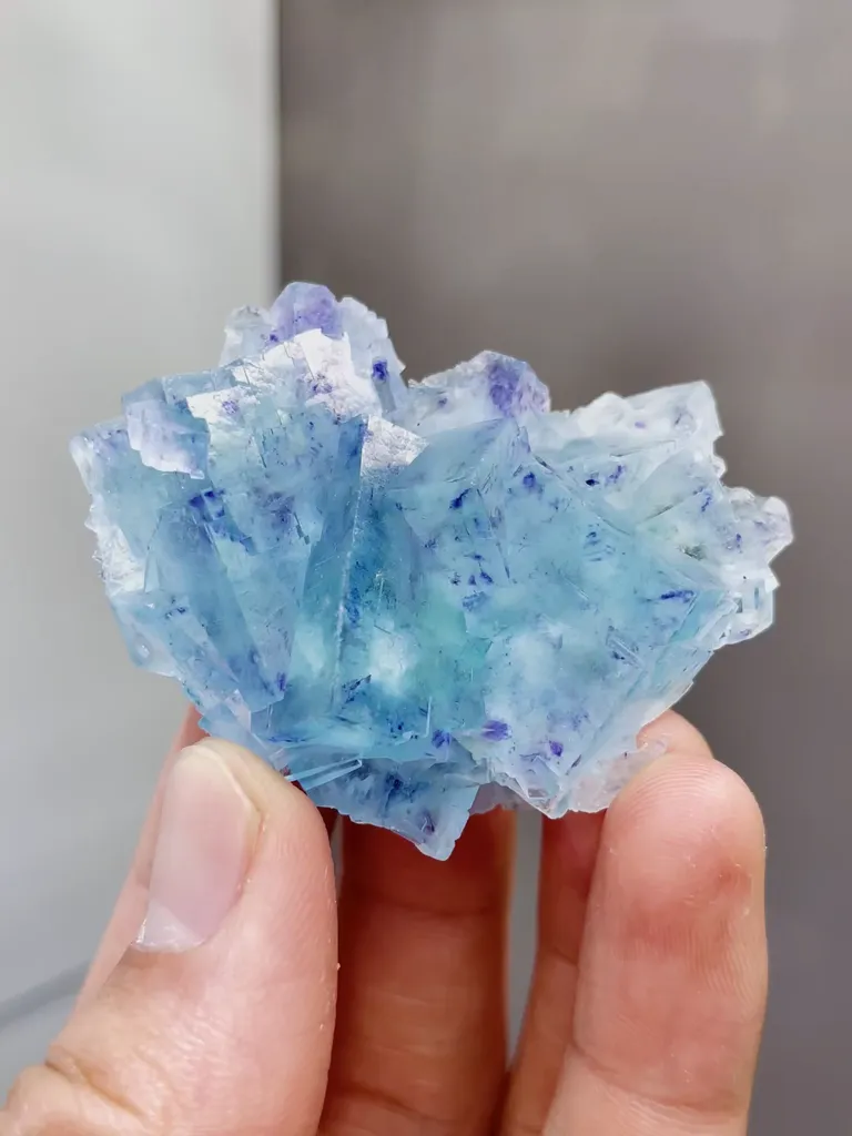 Natural Blue Purple Phantom Fluorite comes from Yindu,Inner Mongolia 55*25*40MM - image 5