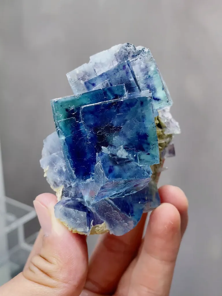 Natural Blue Purple Phantom Fluorite comes from Yindu,Inner Mongolia 70*40*65MM image