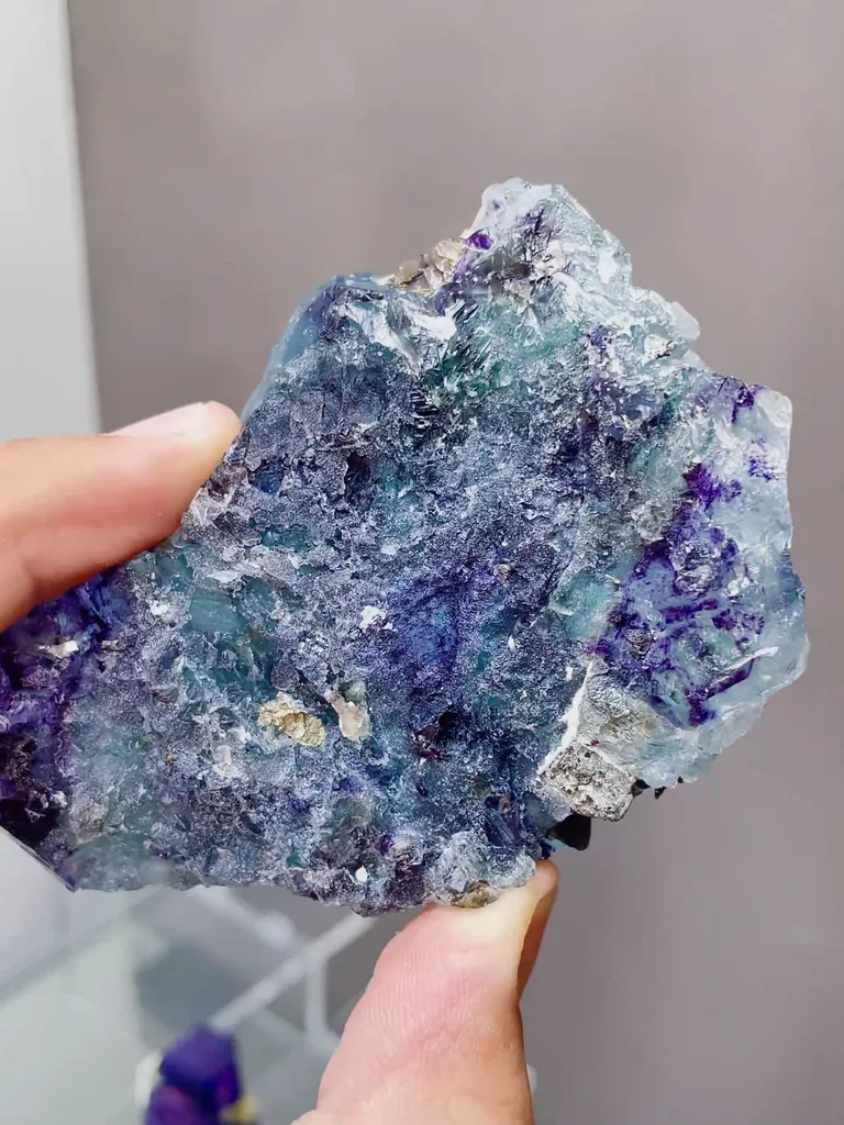 Natural Blue Purple Phantom Fluorite comes from Yindu,Inner Mongolia 95*30*65MM - image 4