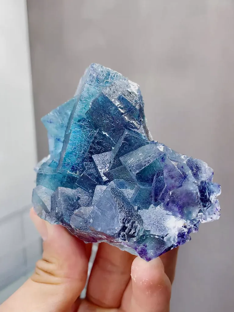 Natural Blue Purple Phantom Fluorite comes from Yindu,Inner Mongolia 95*30*65MM - image 2