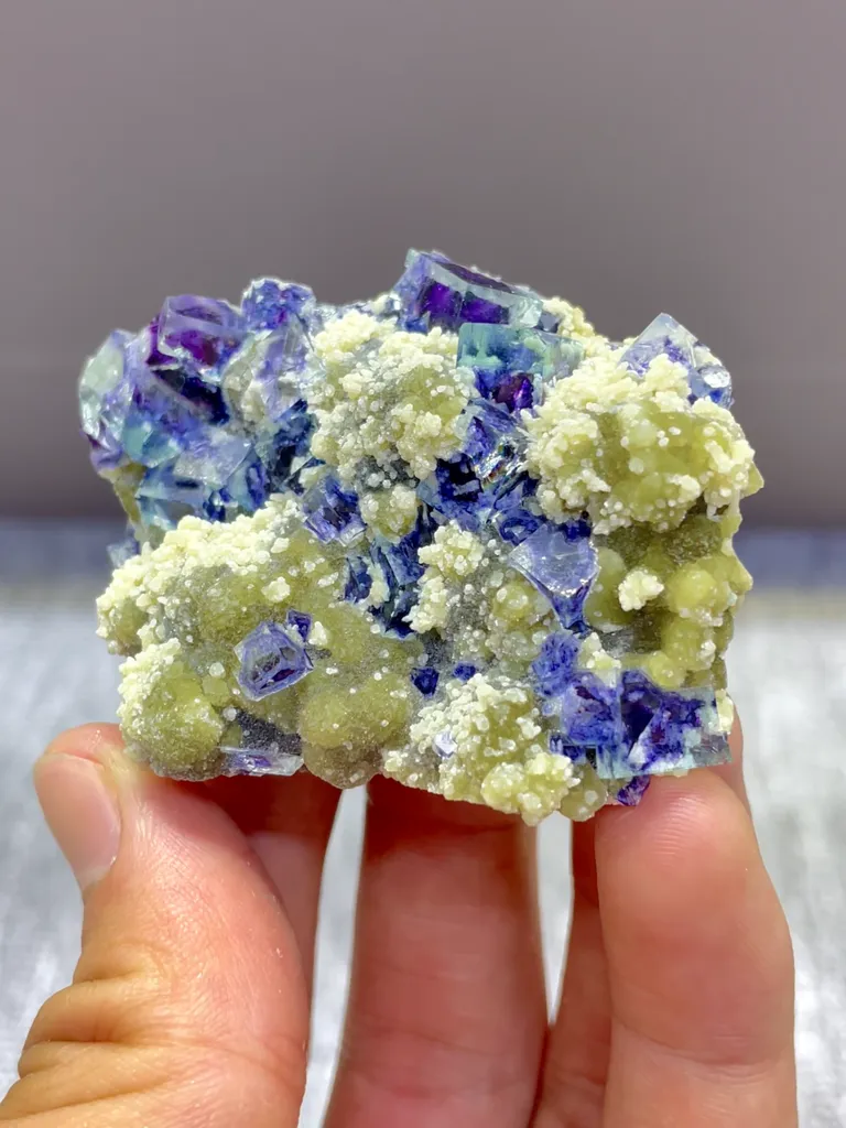Natural Blue Purple Phantom Fluorite comes from Yindu,Neimenggu 50*40*15MM image