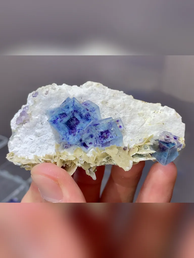 Natural Blue Purple Phantom Fluorite comes from Yindu,Neimenggu 70*40*25MM - image 3